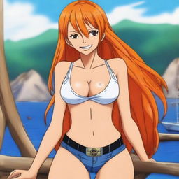 A realistic human depiction of Nami from One Piece