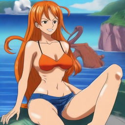 A realistic human depiction of Nami from One Piece