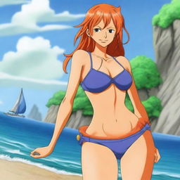 Create a realistic human depiction of Nami from One Piece