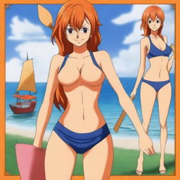 Create a realistic human depiction of Nami from One Piece