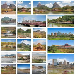 Create a collage of 4-6 images that illustrate the differences between the Global North and Global South