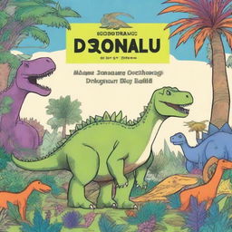 A dinosaur drawing book with 15 pages, including a front and back cover