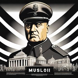 Create a vertical movie poster for a biopic about Benito Mussolini