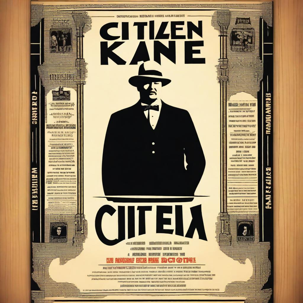 Design a vintage-style movie poster for the classic film Citizen Kane