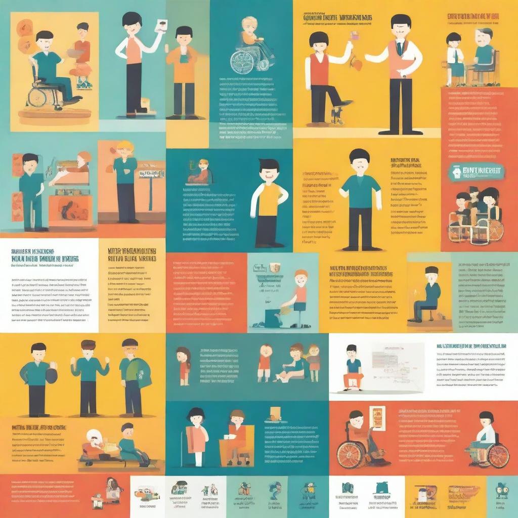 Create an informative and empathetic poster that highlights the problems, sufferings, challenges, and achievements of people with disabilities