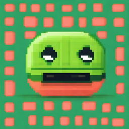 A pixel art texture of a head in the style of a melon