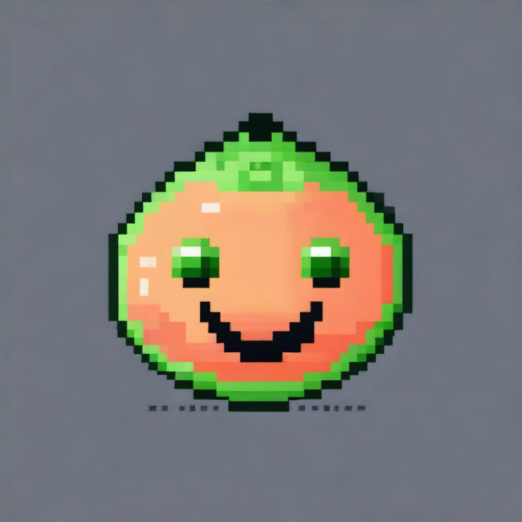 A pixel art texture of a head in the style of a melon