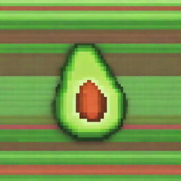 A pixel art texture of an avocado melon, showcasing the unique combination of avocado and melon elements in a vibrant and colorful style