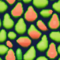 A pixel art texture of an avocado melon, showcasing the unique combination of avocado and melon elements in a vibrant and colorful style