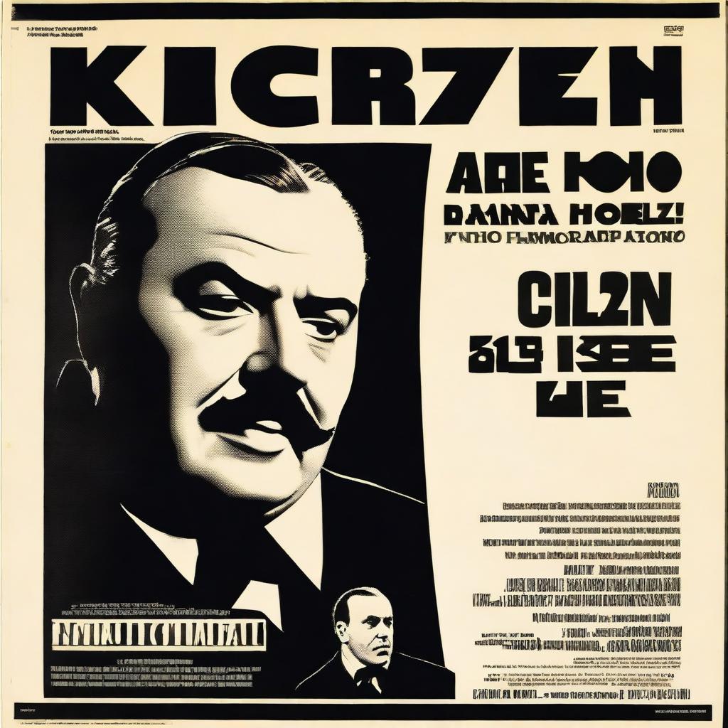 A vintage movie poster for 'Citizen Kane' (Aranypolgár in Hungarian) featuring a dramatic portrait of Charles Foster Kane