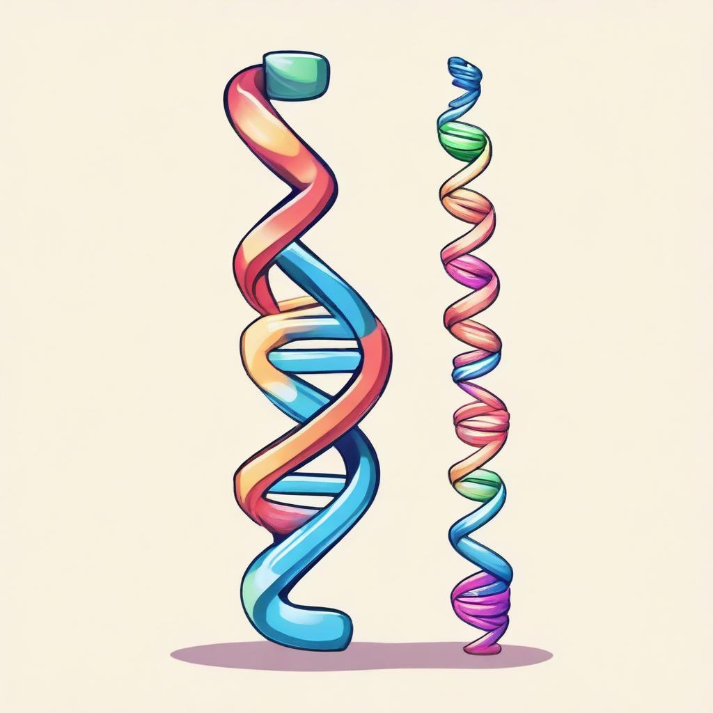 Create a cute representation of DNA, designed in a chibi style