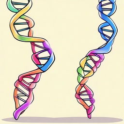 Create a cute representation of DNA, designed in a chibi style