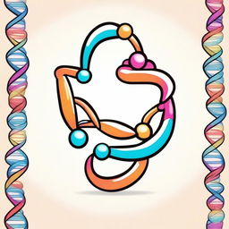 Create a cute representation of DNA, designed in a chibi style