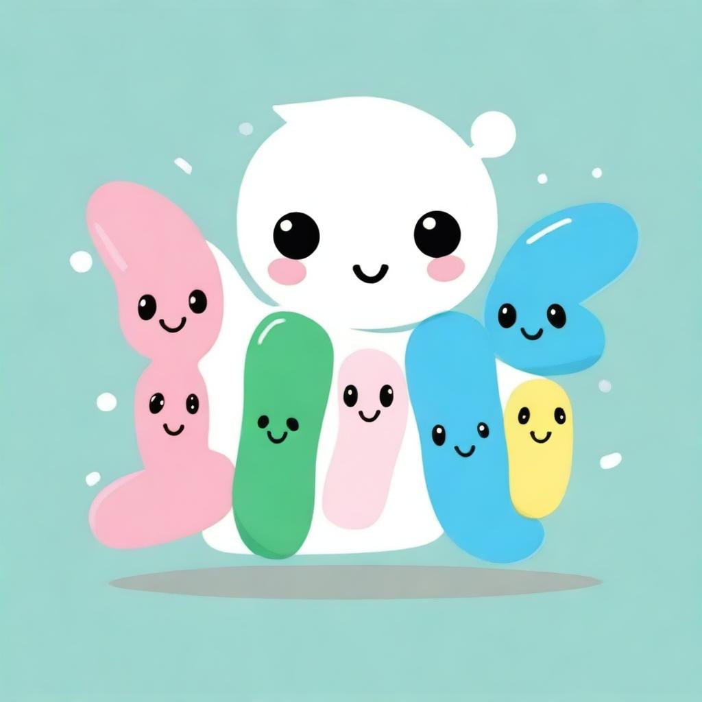 Create a cute representation of chromosomes, designed in a chibi style