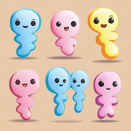 Create a cute representation of chromosomes, designed in a chibi style