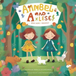 A charming and colorful book cover for a children's book titled 'Anabel and Alex's Kindness Quest'