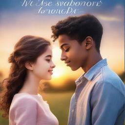 A captivating novel cover featuring two love-struck teenagers