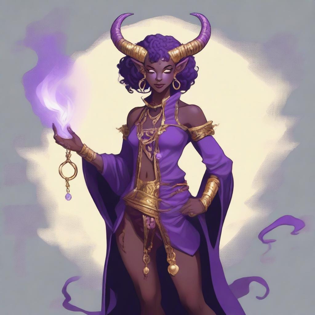 Create an image of a genderqueer, transfeminine Tiefling wizard/artificer