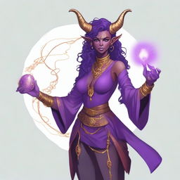 Create an image of a genderqueer, transfeminine Tiefling wizard/artificer