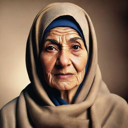 Create an image of an elderly Egyptian woman, approximately 70 years old, wearing a hijab