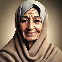 Create an image of an elderly Egyptian woman, approximately 70 years old, wearing a hijab