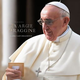 Create a book cover titled 'On The Fraciaggine with Pope Francis'