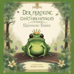 Create a book cover for 'Der Froschkönig oder der eiserne Heinrich' (The Frog King or Iron Heinrich) by the Brothers Grimm, originally published in 1812