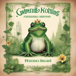 Create a book cover for 'Der Froschkönig oder der eiserne Heinrich' (The Frog King or Iron Heinrich) by the Brothers Grimm, originally published in 1812