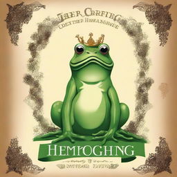 Create a book cover for 'Der Froschkönig oder der eiserne Heinrich' (The Frog King or Iron Heinrich) by the Brothers Grimm, originally published in 1812