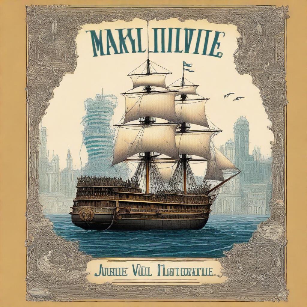 Create a book cover for 'Une ville flottante' (A Floating City) by Jules Verne, originally published in 1871