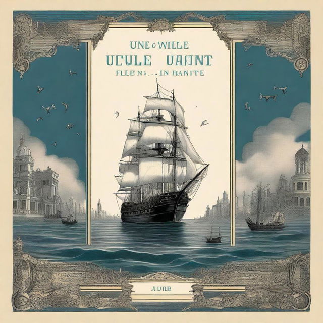 Create a book cover for 'Une ville flottante' (A Floating City) by Jules Verne, originally published in 1871