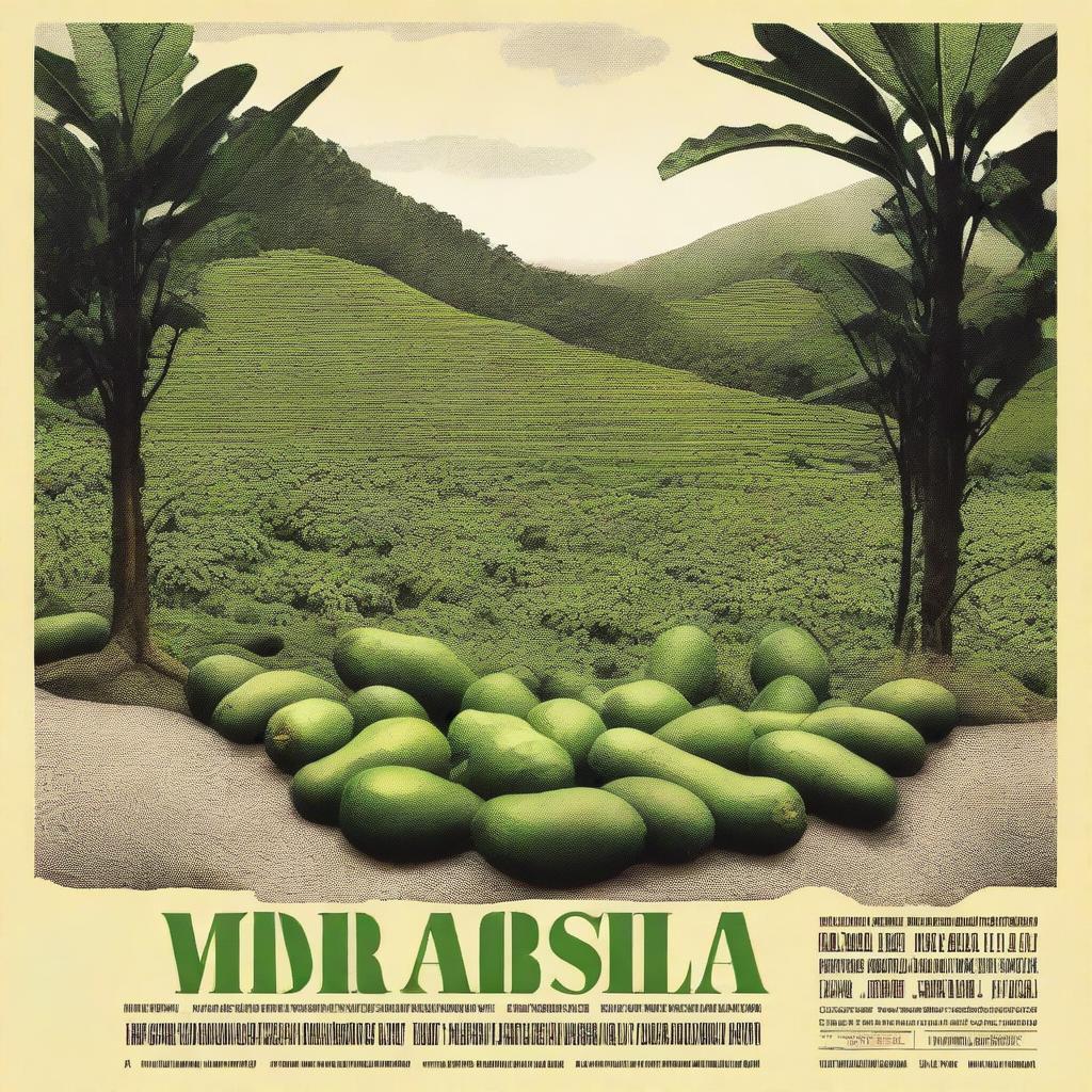 A movie poster for the film 'Amarilla Tristeza' which tells the story of displacement caused by the monoculture of avocados in the Colombian coffee region