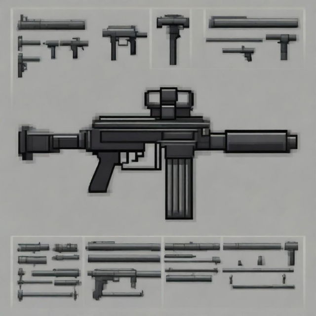 A pixel art image of a machine gun