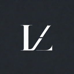 A logo with the initials LZ in a modern, sleek design. The letters should interconnect in some artistic way with bold lines and striking contrast against a minimalistic background