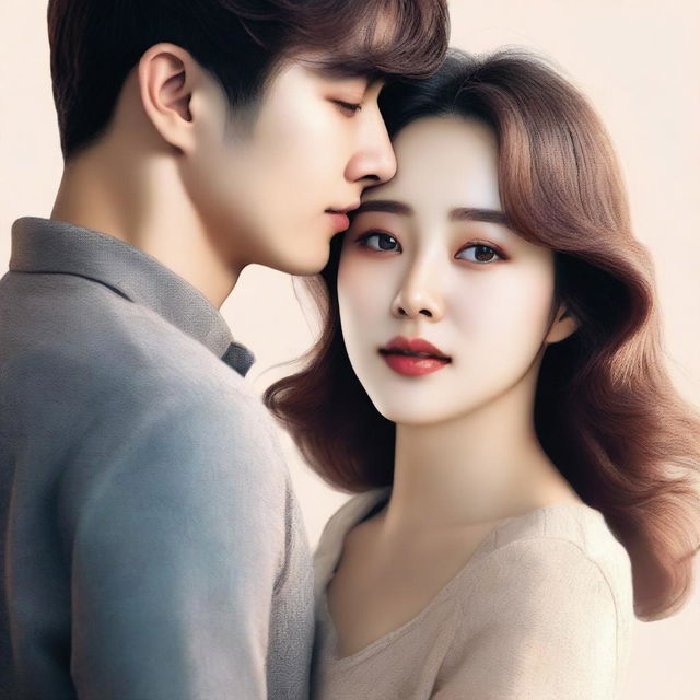 A book cover featuring a Korean man embracing a Latina woman with brown hair and light skin