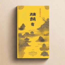 A book cover with a yellow theme, featuring traditional Chinese design elements such as intricate patterns, calligraphy, and nature motifs