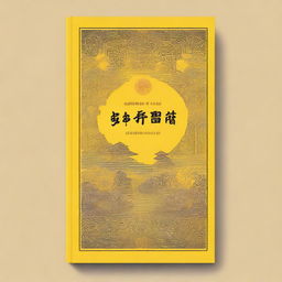 A book cover with a yellow theme, featuring traditional Chinese design elements such as intricate patterns, calligraphy, and nature motifs