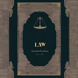 A detailed and elegant cover of a law book, featuring classic design elements such as scales of justice, a gavel, and intricate patterns
