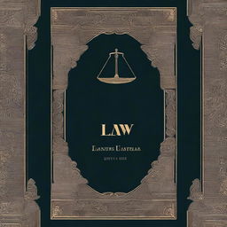 A detailed and elegant cover of a law book, featuring classic design elements such as scales of justice, a gavel, and intricate patterns