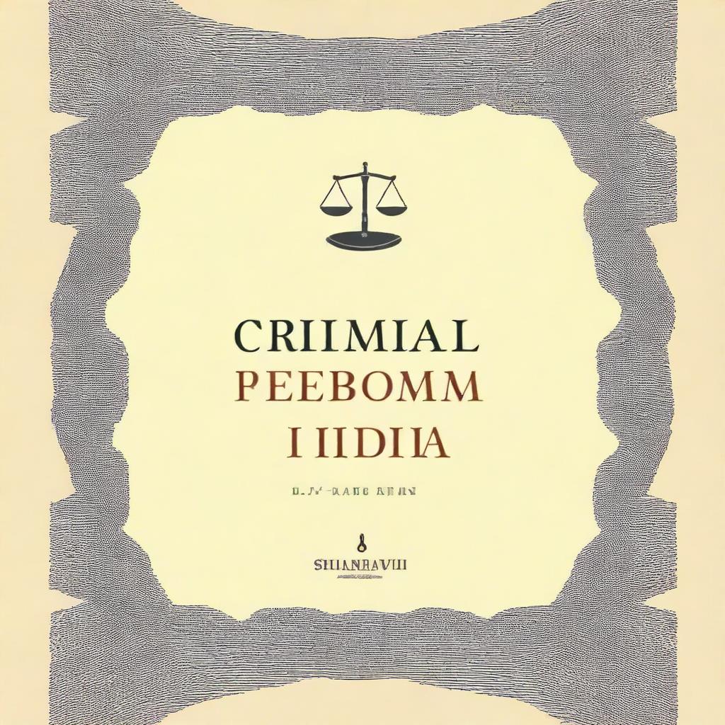 Create a book cover for a law book titled 'Criminal Reforms in India' by Shambhavi Sharma