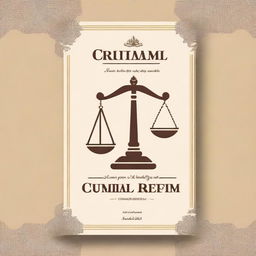 Create a book cover for a law book titled 'Criminal Reforms in India' by Shambhavi Sharma