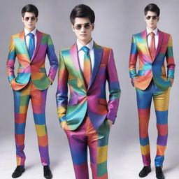 A set of fancy rainbow suits with a fantasy twist