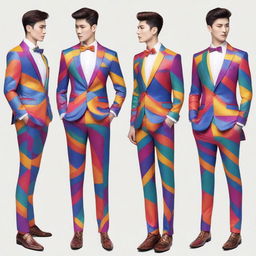 A set of fancy rainbow suits with a fantasy twist