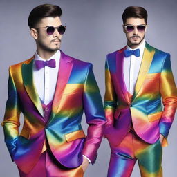 A set of fancy rainbow suits with a fantasy twist