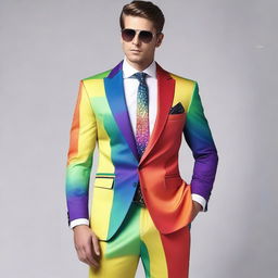 A collection of fancy rainbow suits with a fantasy theme