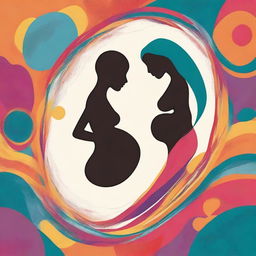 Create an intellectual and vibrant image depicting a man and a woman during pregnancy