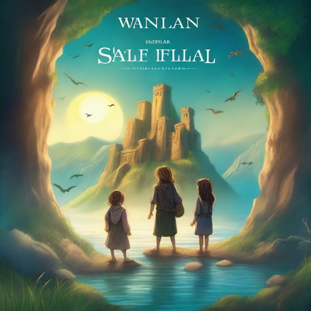 Create a captivating book cover for a story titled 'The Magical Adventure of Nolan, Valot, and Salao