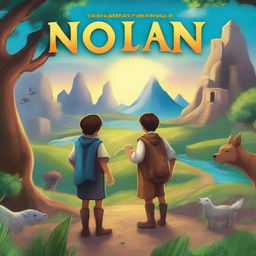 Create a captivating book cover for a story titled 'The Magical Adventure of Nolan, Valot, and Salao