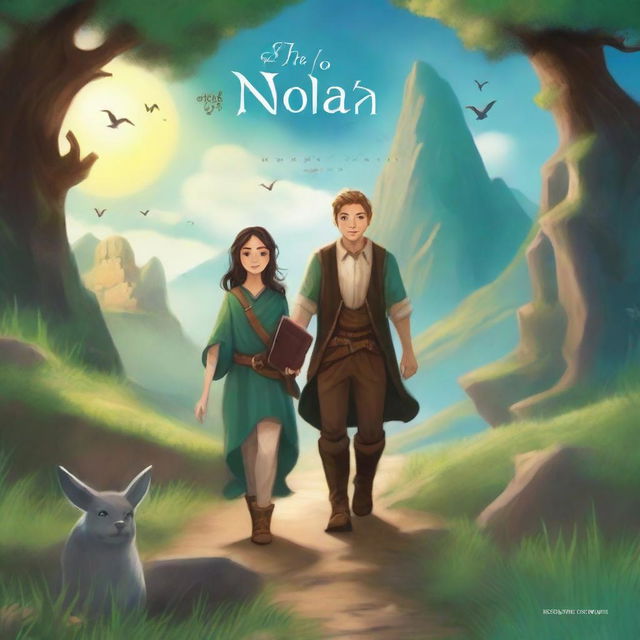 Create a captivating book cover for a story titled 'The Magical Adventure of Nolan, Valot, and Salao