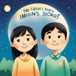 Create a cartoon image for the front page of a children's book titled 'The Moon's Big Secret'